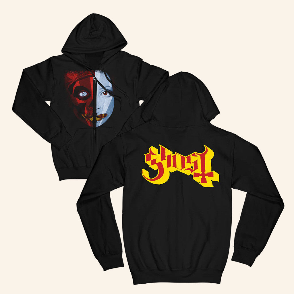 Ghost Merch Split Face Zip Hoodie Gift Ideas For Husband