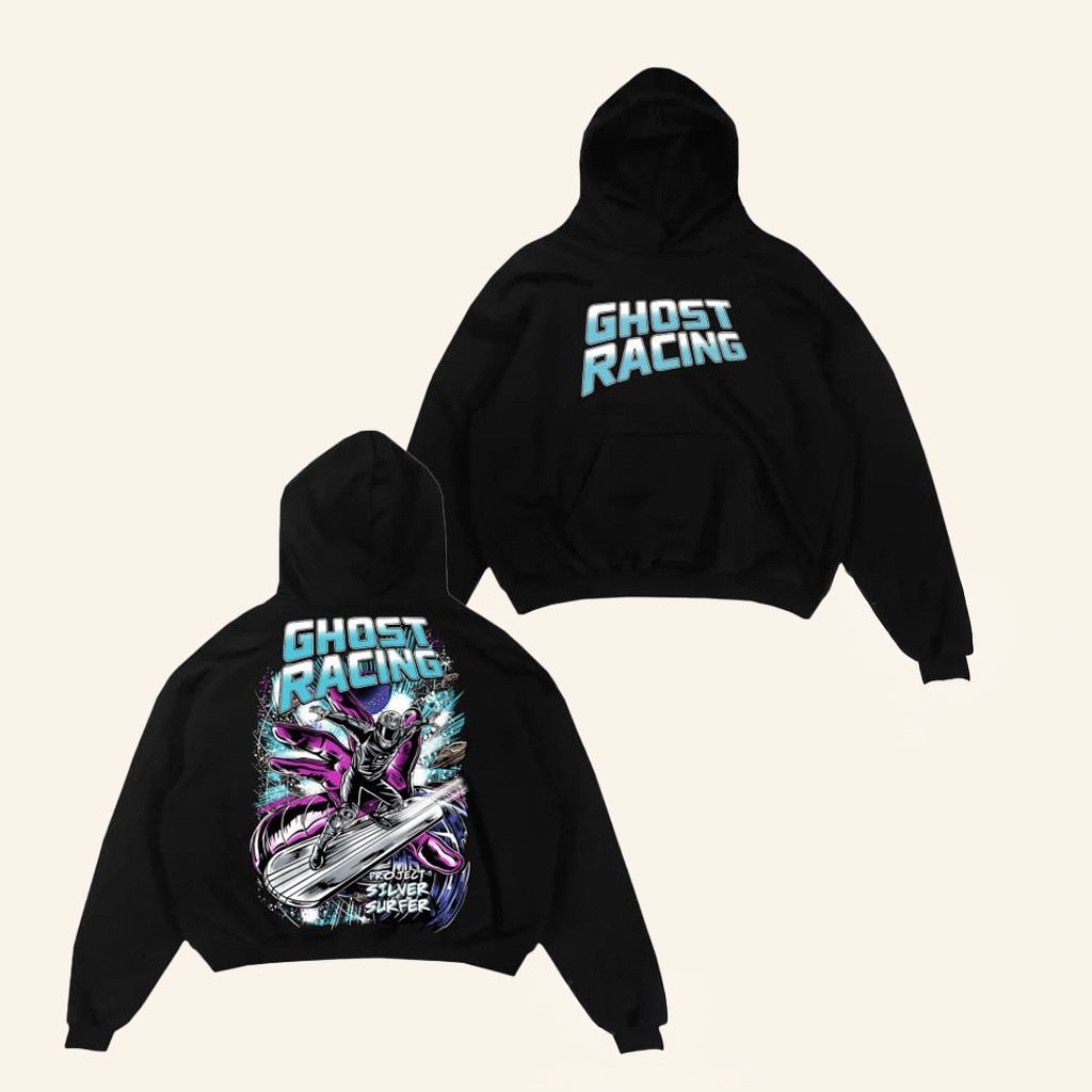 Ghost Racing Merch Project Silver Surfer Black Hoodie Birthday Presents For Boyfriend