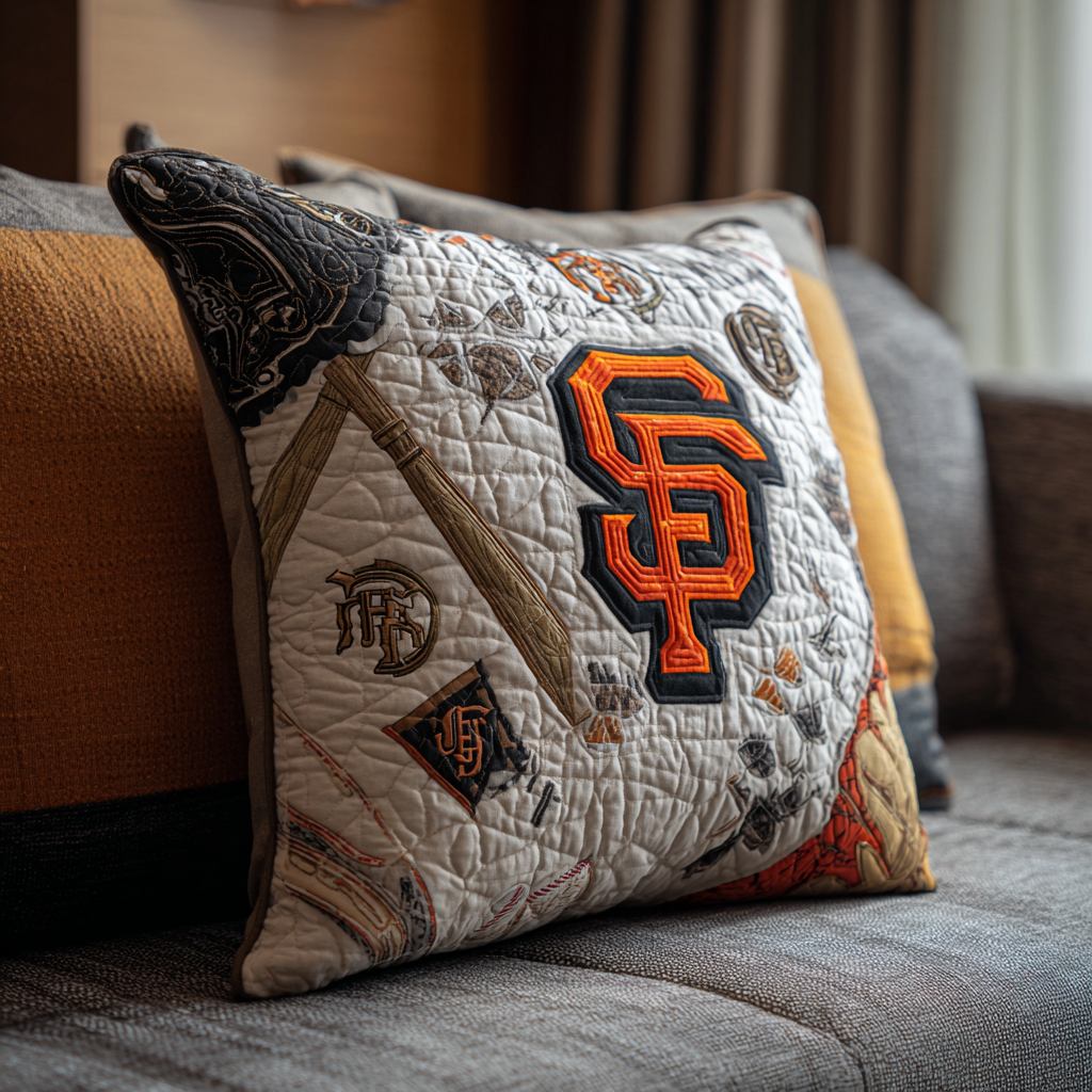 Giants Baseball Quilted Pillow Case Handmade Cushion Cover Sports Fan Gift