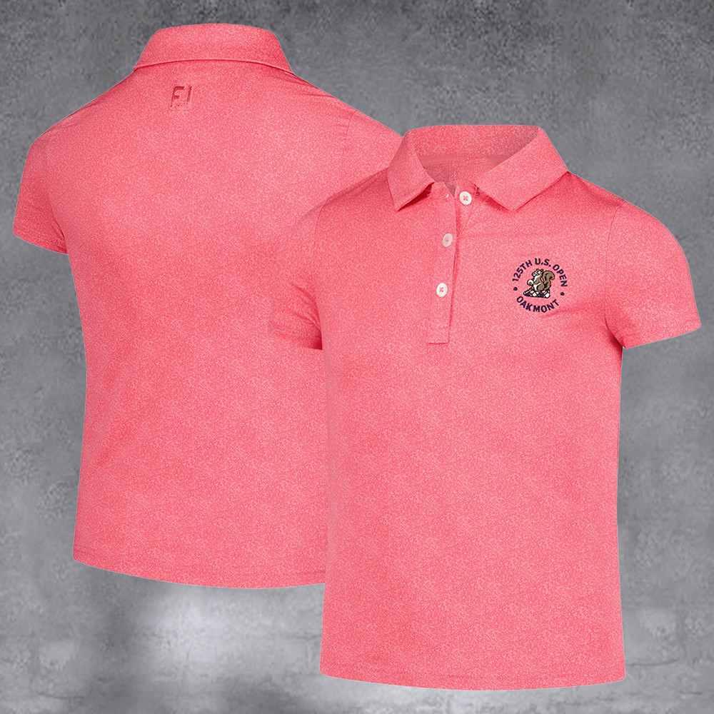 Girls 2025 U.S. Open Footjoy Pink Speckle Print Polo Good Gifts For Him