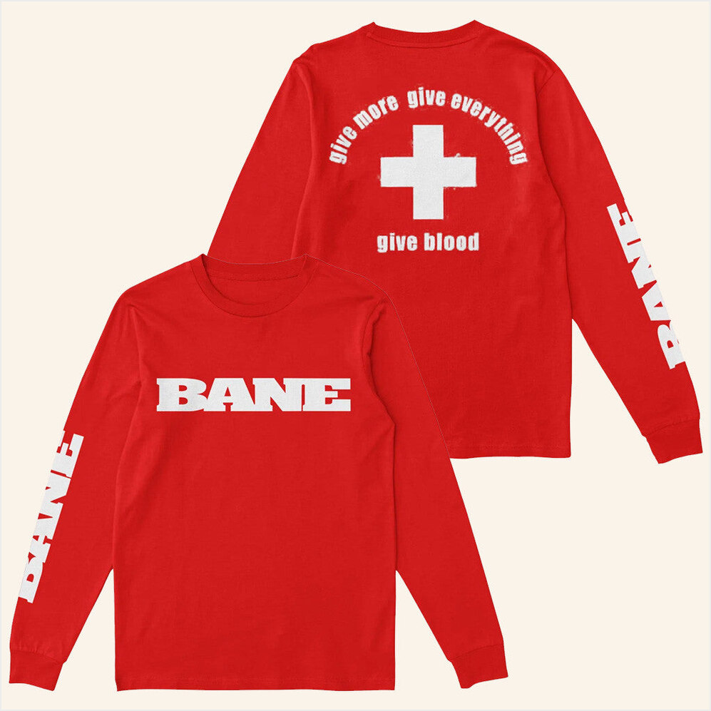 Give Blood Red Long Sleeve T-Shirt Equal Vision Merch Birthday Gift Ideas Christmas Presents