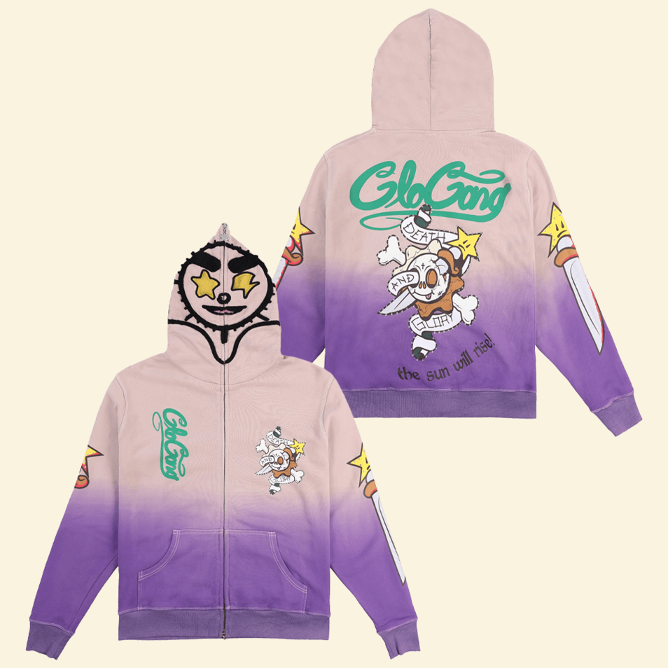 Glo Gang Hoodie Death And Glory Full Zip Hoodie Birthday Gifts For Husband BFF Gifts Ideas