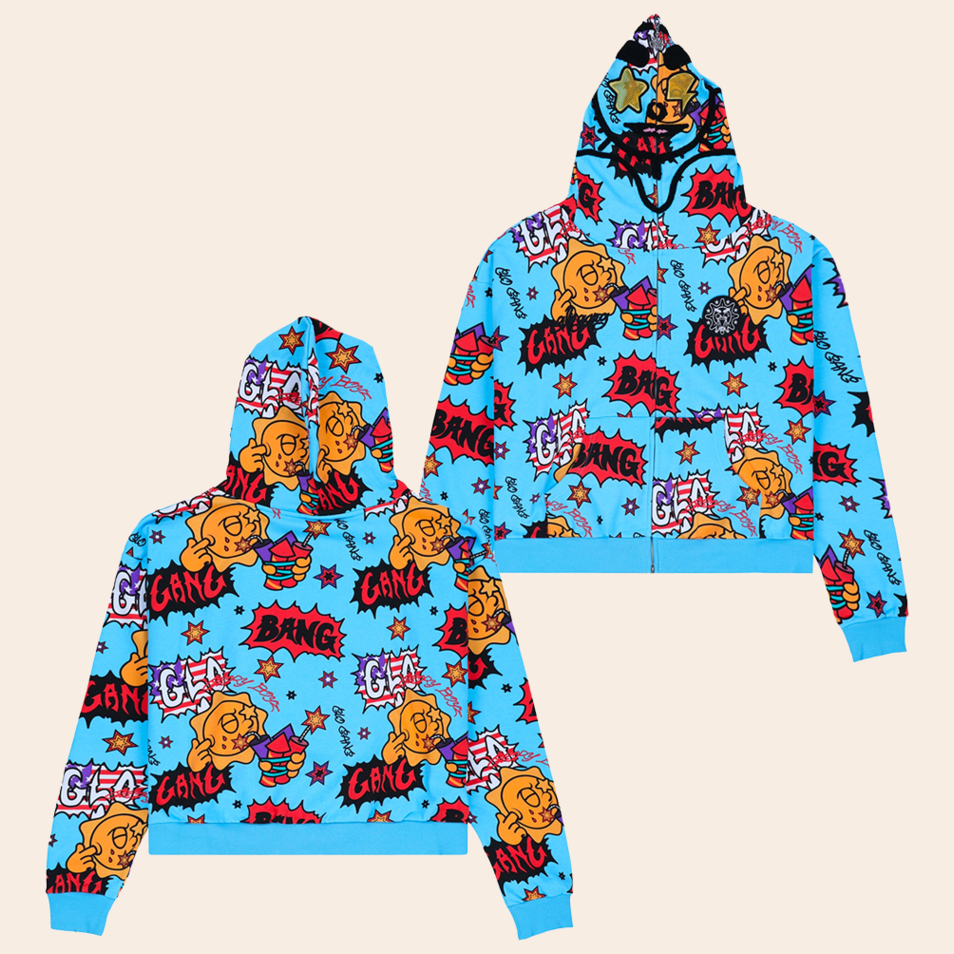 Glo Gang Hoodie Glo Bang Blue Full Zip Hoodie Top Father's Day Gifts Birthday Gift Ideas