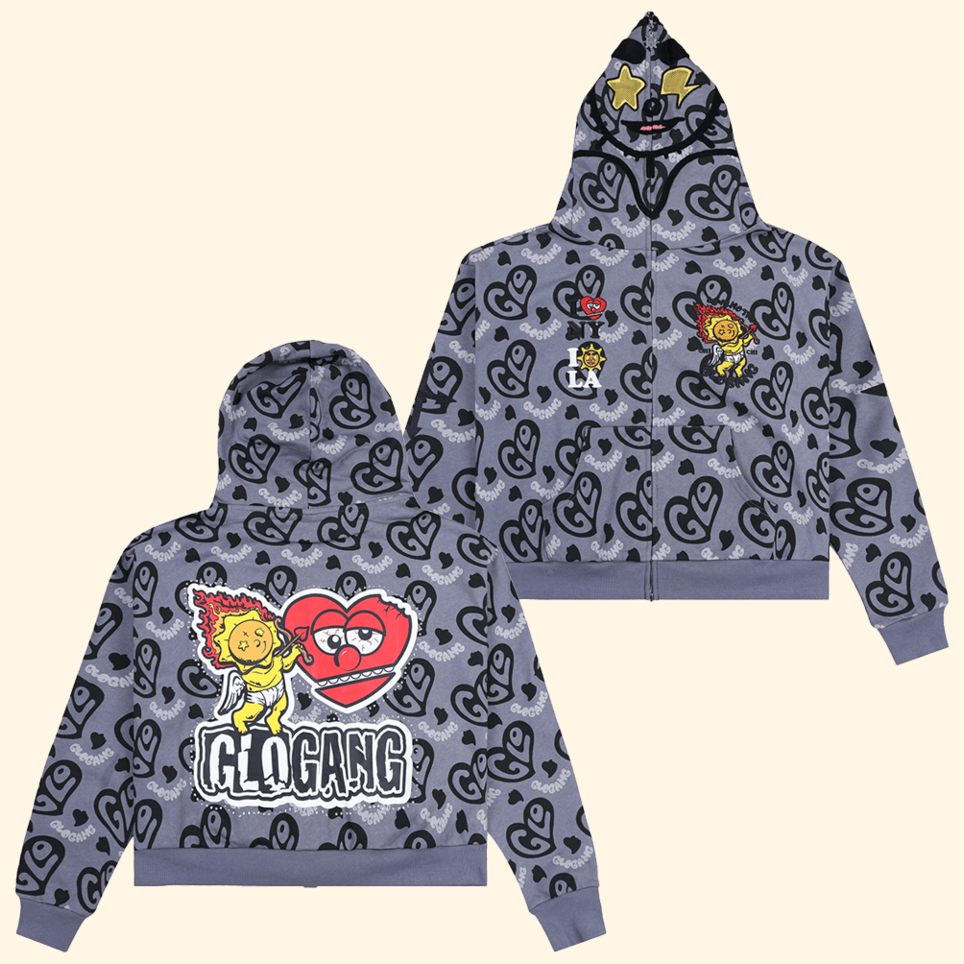 Glo Gang Hoodie Glo Gang I Heart Glo Full Zip Hoodie Father's Day Presents For Husband