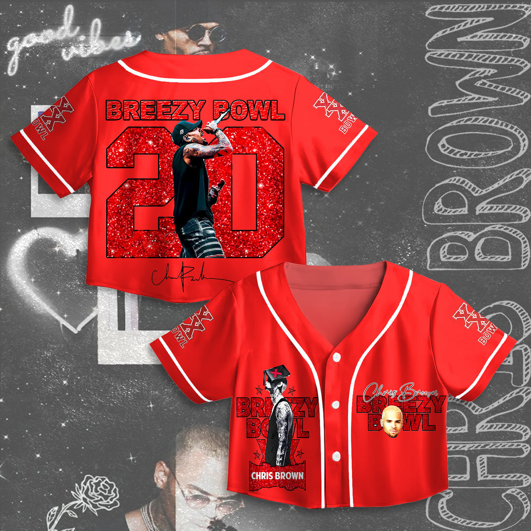 Global Superstar Chris Brown Breezy Bowl XX' World Tour Crop Top Jersey Gift For Music Lover