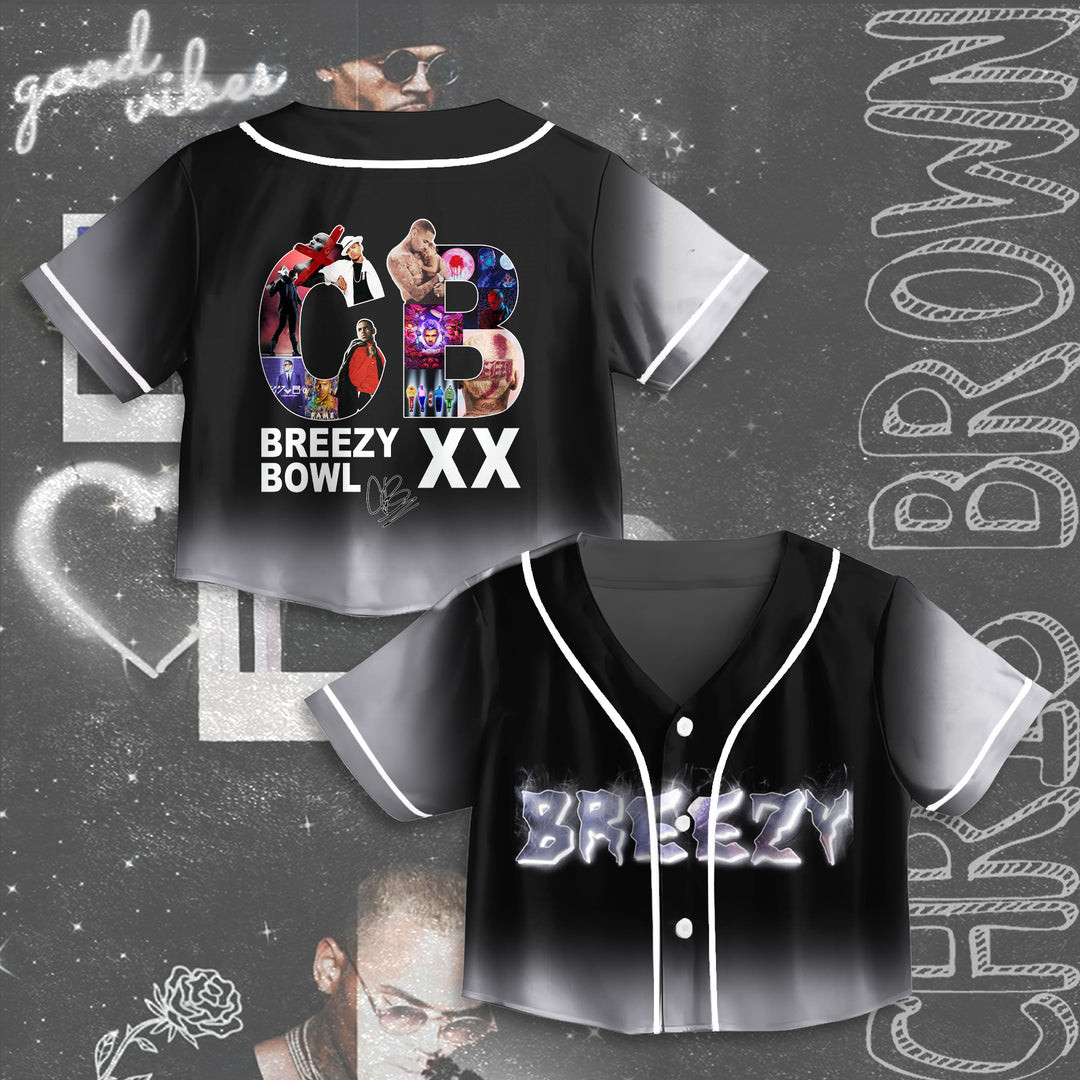 Global Superstar Chris Brown Breezy Bowl XX' World Tour Crop Top Jersey Gifts For Musicians