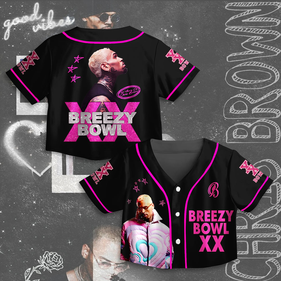Global Superstar Chris Brown Breezy Bowl XX' World Tour Crop Top Jersey Musical Gifts For Adults