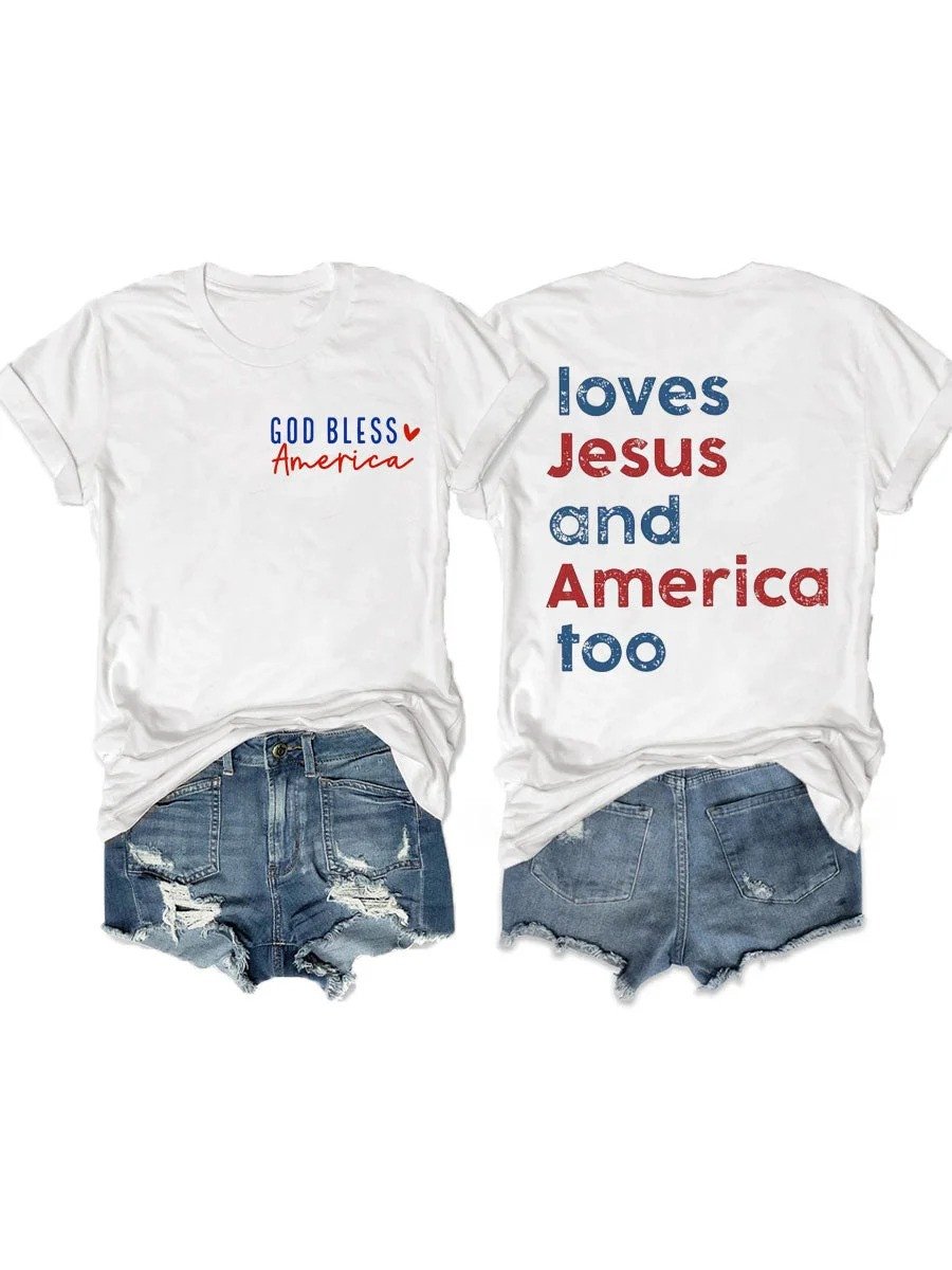 God Bless America T-Shirt 4th Of July Day Gifts