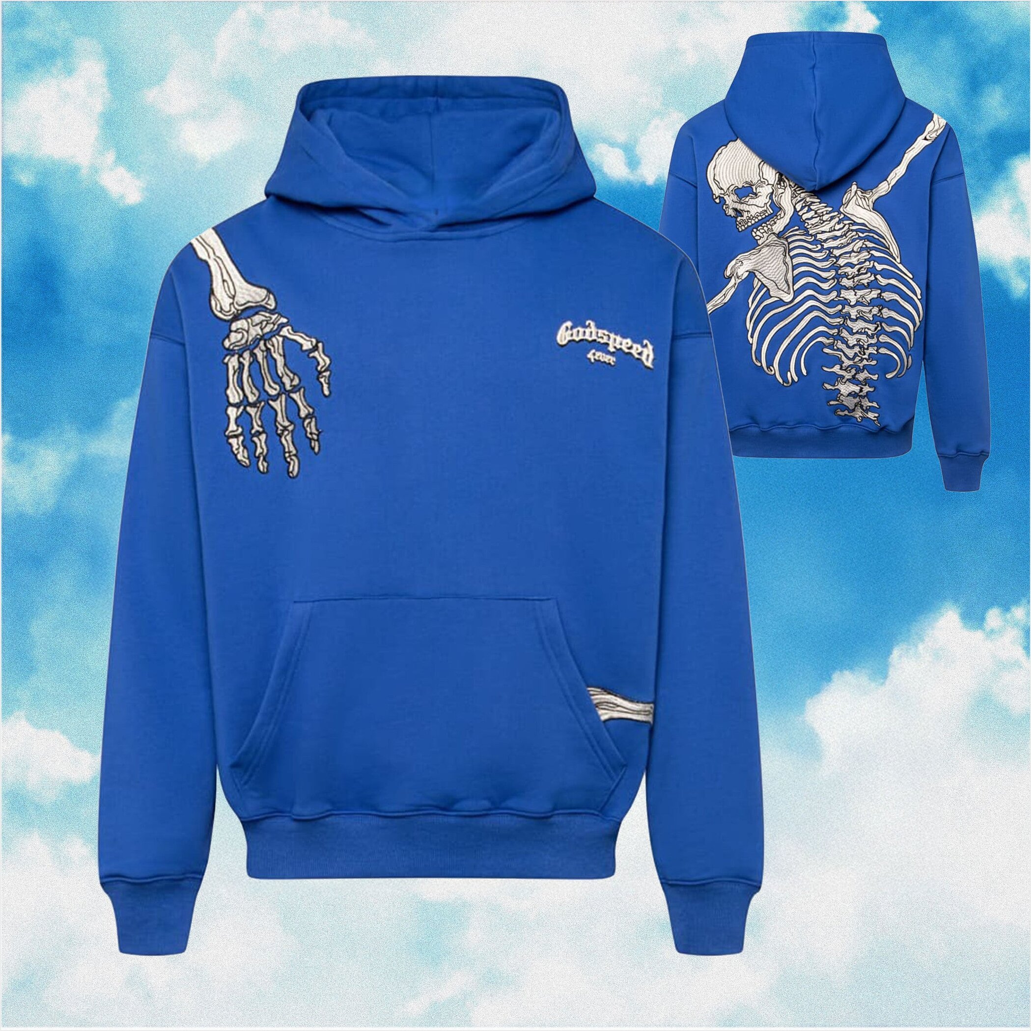 Godspeed Hoodie R.O.D Skeleton Blue Hoodie Streetwear Clothing Birthday Gifts For Besties