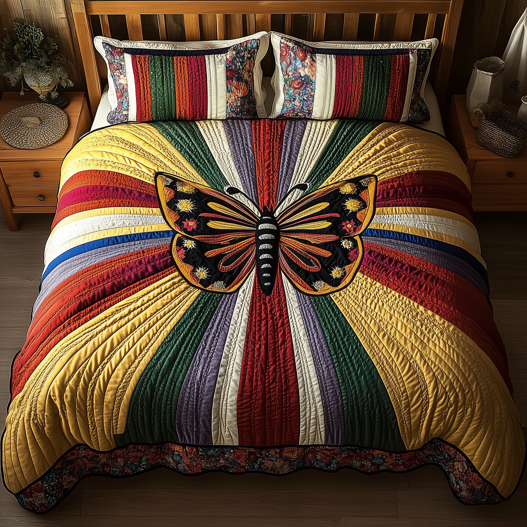 Golden Flutter Quilted Bedding Set Duvet Cover Bedspread Set Item Cute Mothers Day Gifts