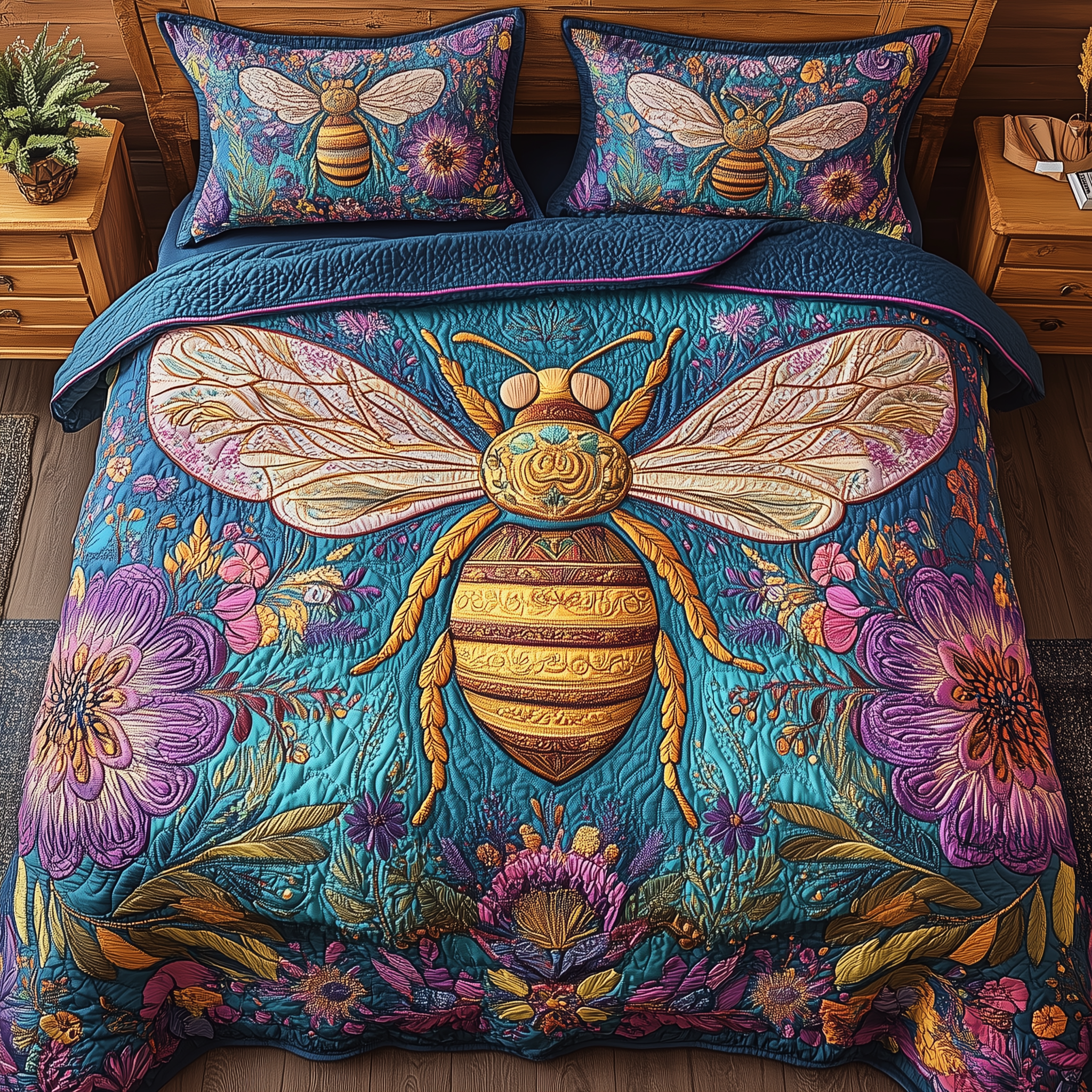 Golden Harmony Quilted Bedding Set Duvet Cover Bedspread Set Item Awesome Mother's Day Gifts 2025