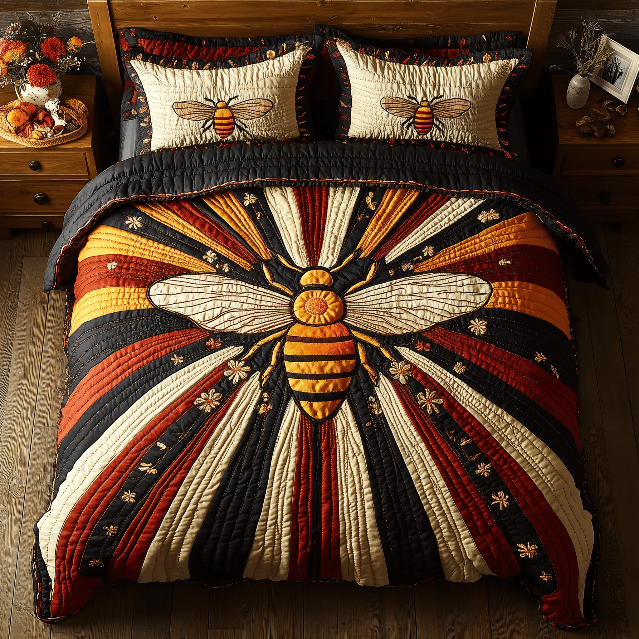 Golden Hivekeeper Quilted Bedding Set Duvet Cover Bedspread Set Item Best Father's Day Special Gifts