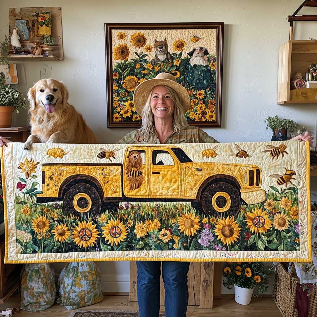 Golden Retriever Golden Field Quilted Table Runner Merchandise Xmas Present For Dog Lovers