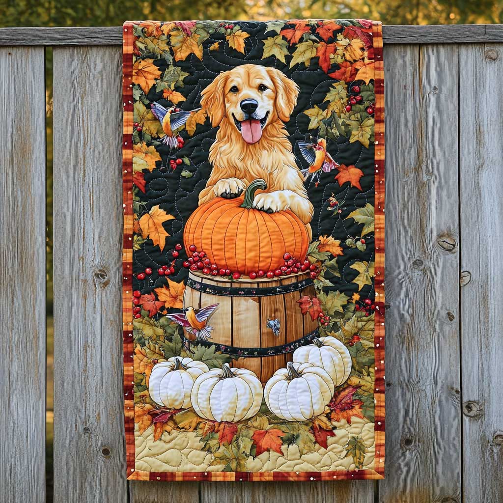 Golden Retriever Gourd Love Quilted Table Runner Cute Dog Gift Ideas For Dog Owners Xmas