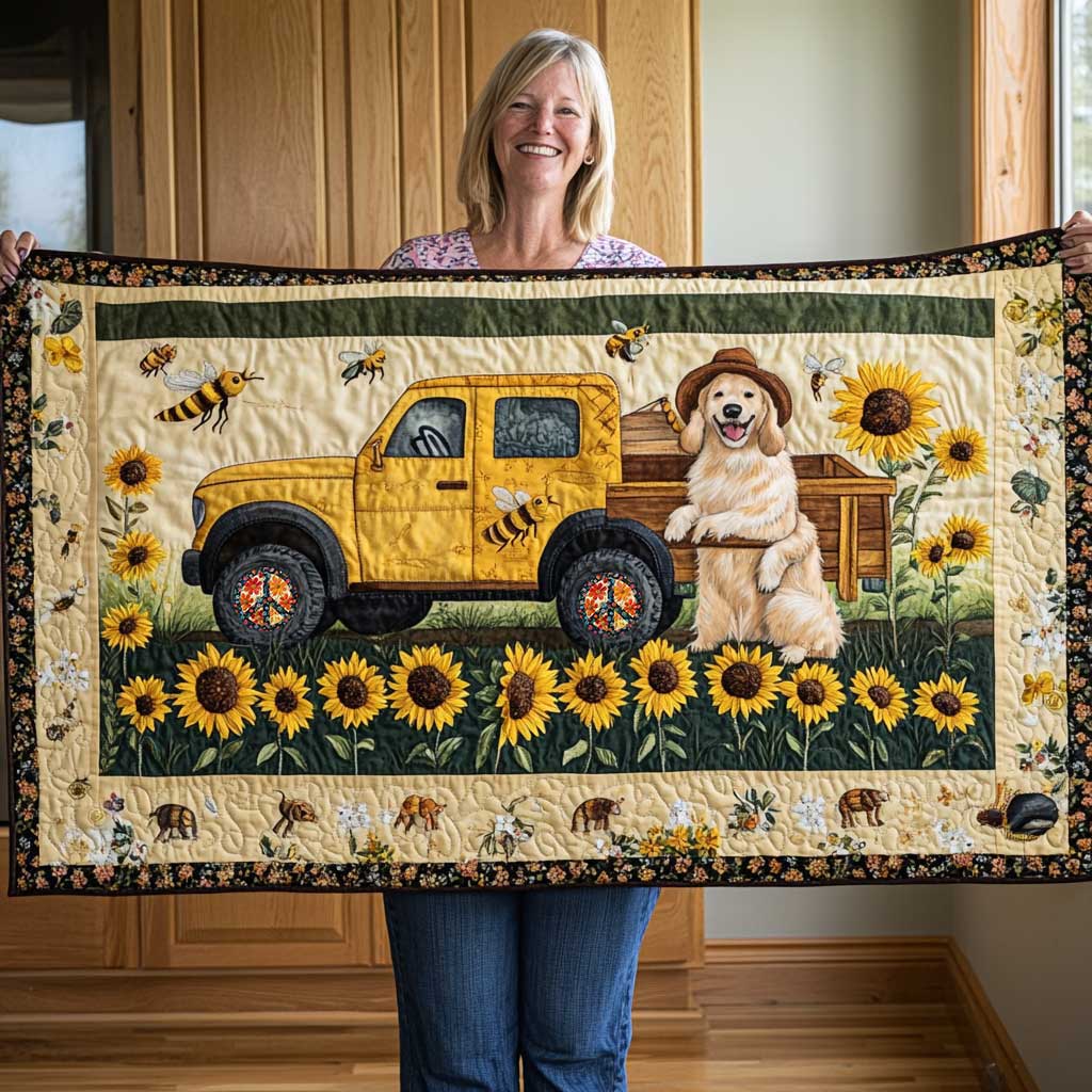 Golden Retriever Sunny Path Quilted Table Runner Best Christmas Gifts For Dog Lovers