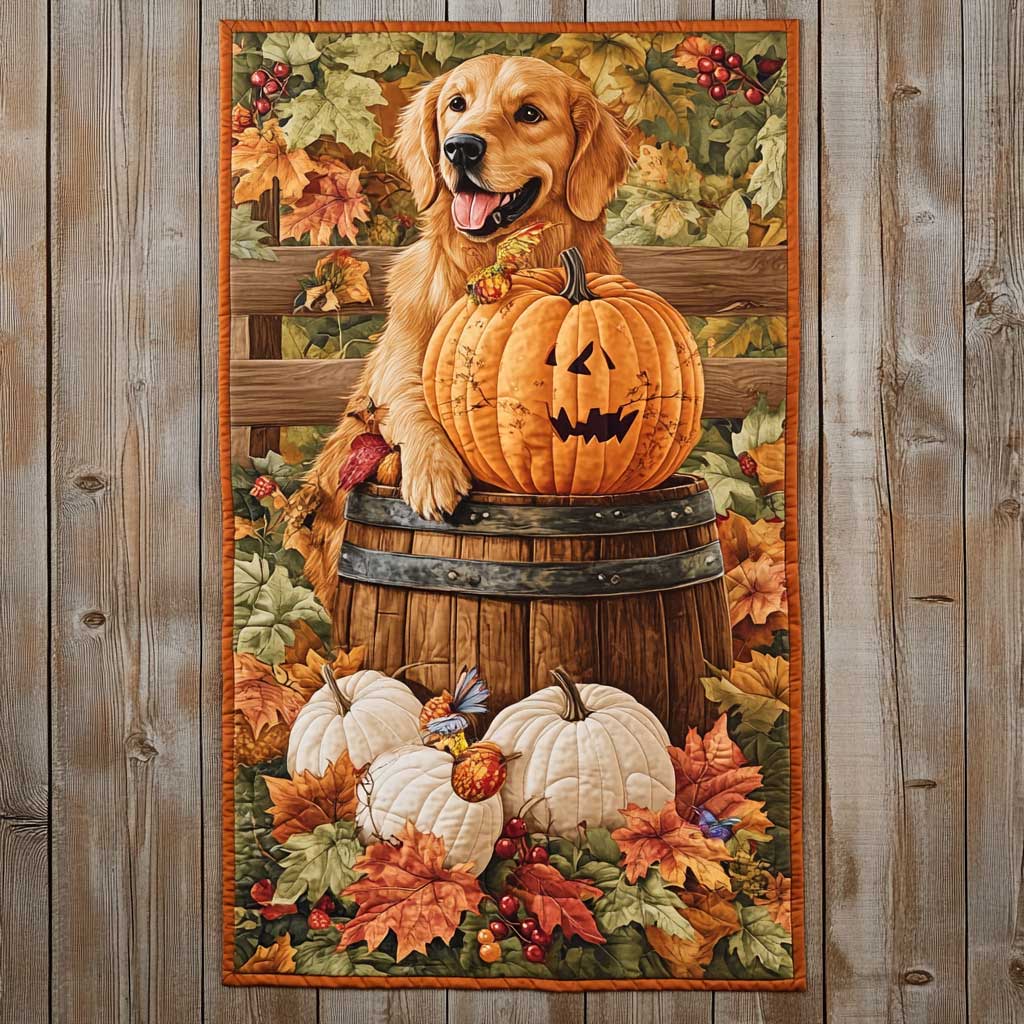 Golden Retriever's Happy Harvest Quilted Table Runner Coffee Dining Home Decorations Great Gifts For Her