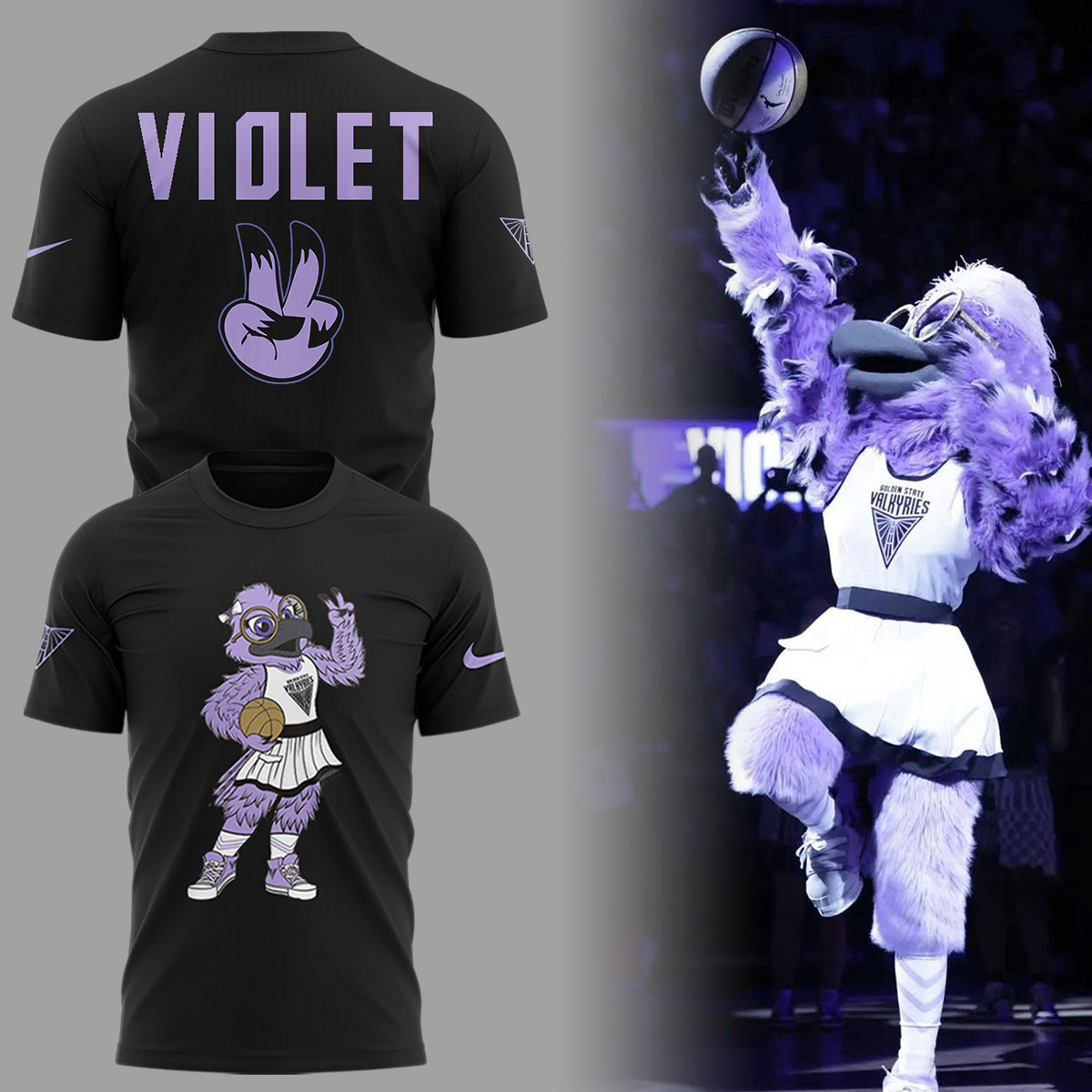 Golden State Valkyries Violet Mascot Tshirt Fan Merch