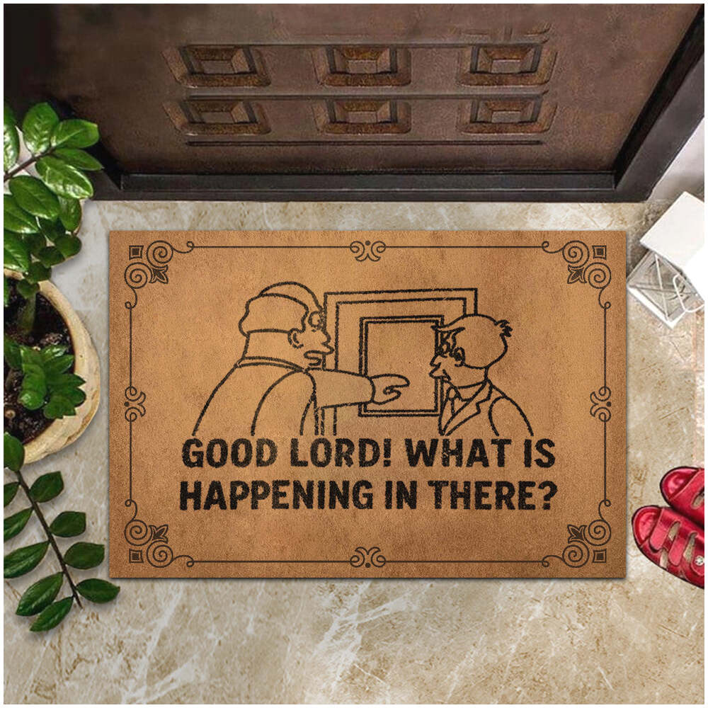 Good Lord What Is Happening In There Doormat Good Lord Doormat Funny Welcome Mat Gifts For Fans