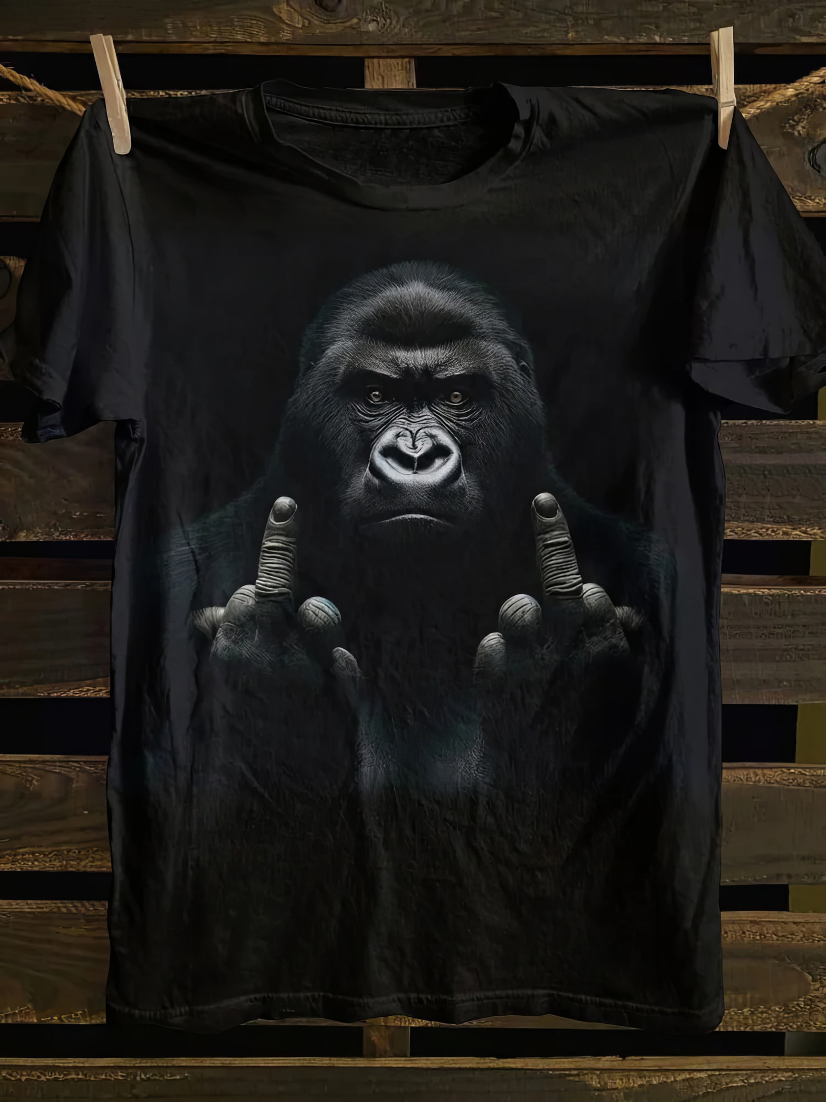 Gorilla Gives The Middle Finger-1 T-shirt Funny Gifts For Husband