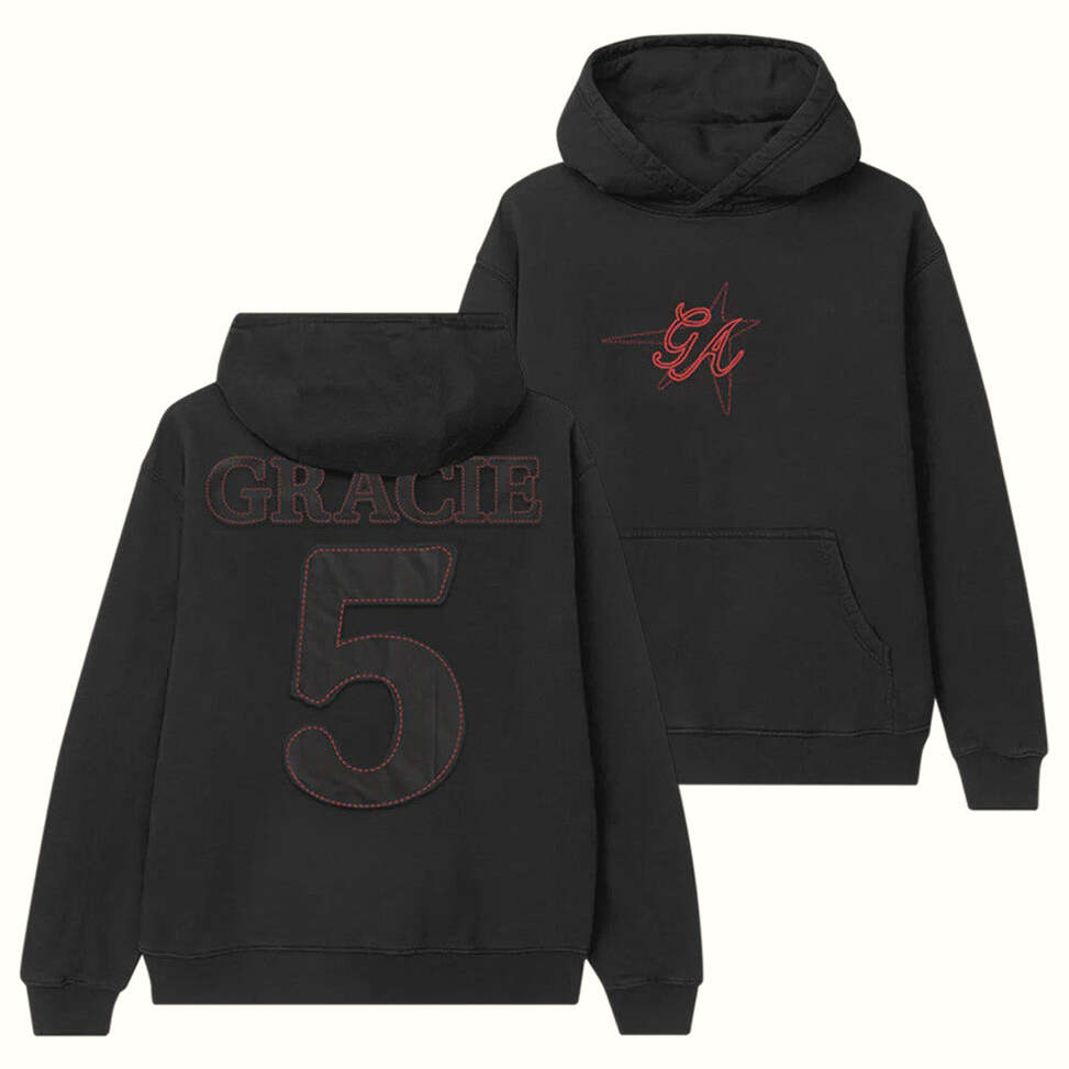 Gracie Abrams Merch Gracie 5-Year Upcycled Star Printed Black Hoodie Gifts For Dudes
