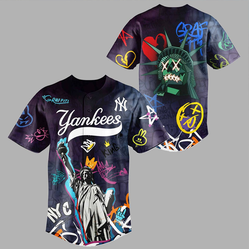 Graffiti New York City x New York Yankees Street Style Jersey Fan Merch Gifts For Dad