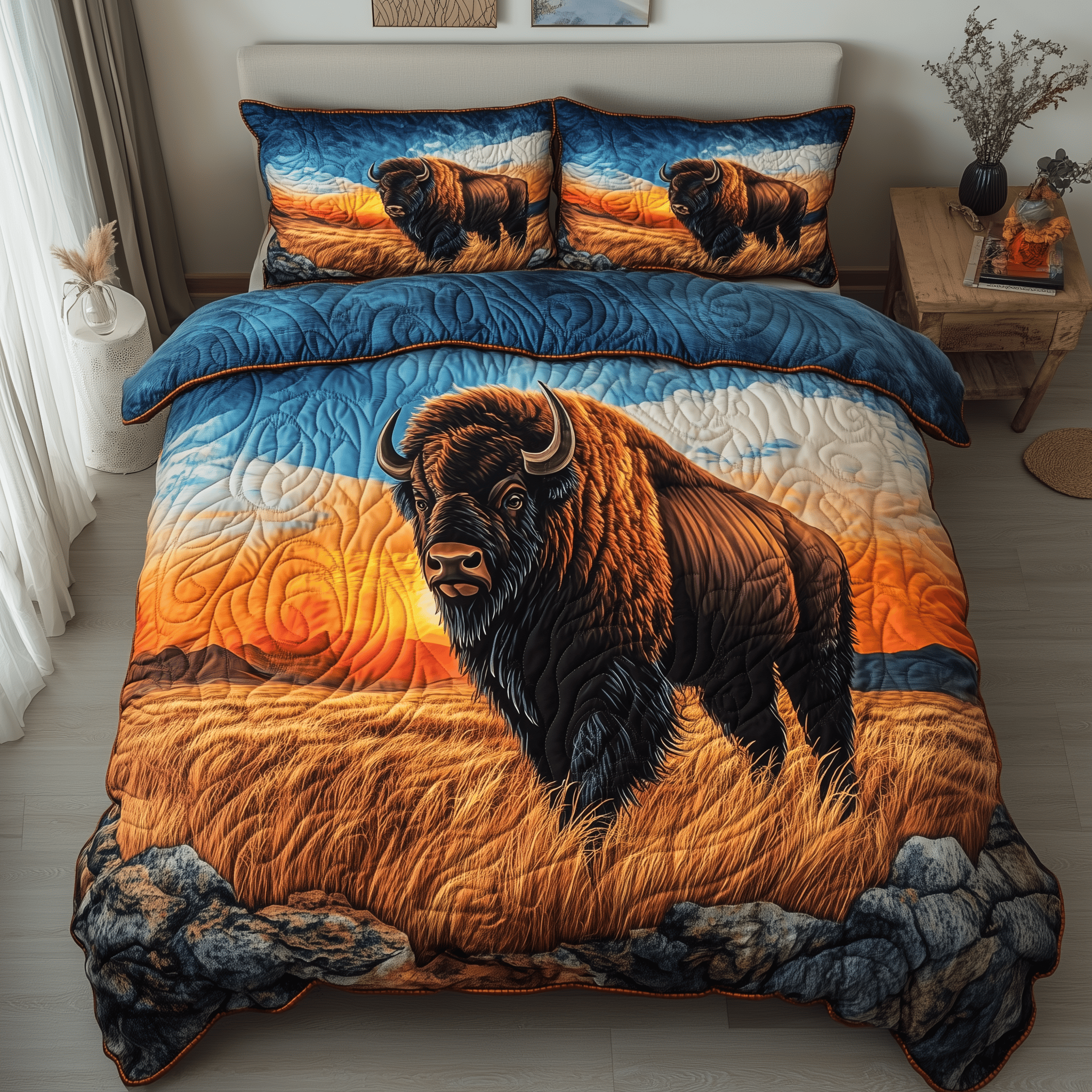 Grassland Guardian Quilted Bedding Set Great Duvet Cover Bedspread Set Father'sDay Present Ideas