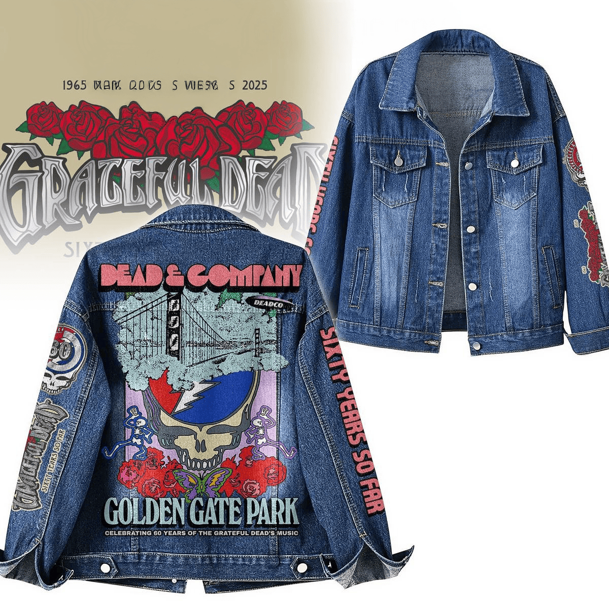 Grateful Dead Company Golden Gate Park Denim Jacket Fan Merch Gifts For Music Lovers