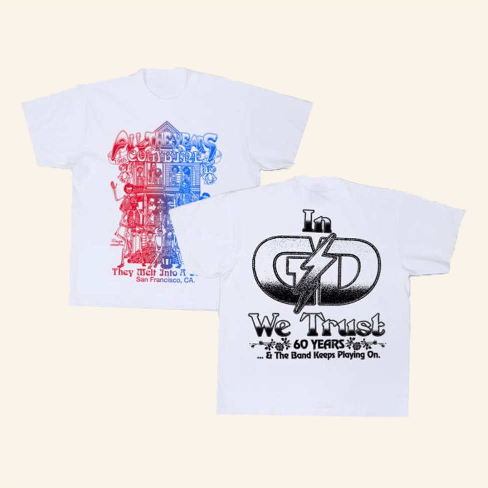 Grateful For 60 Years Shirt Online Ceramics Merch In GD We Trust White T-Shirt Fans Gifts