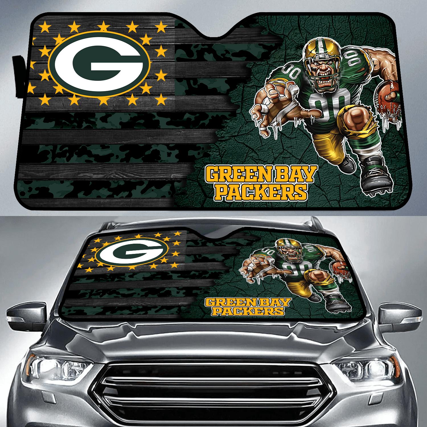 Green Bay Packers X NFL Auto Sun Shade Best Gift For Football Lovers