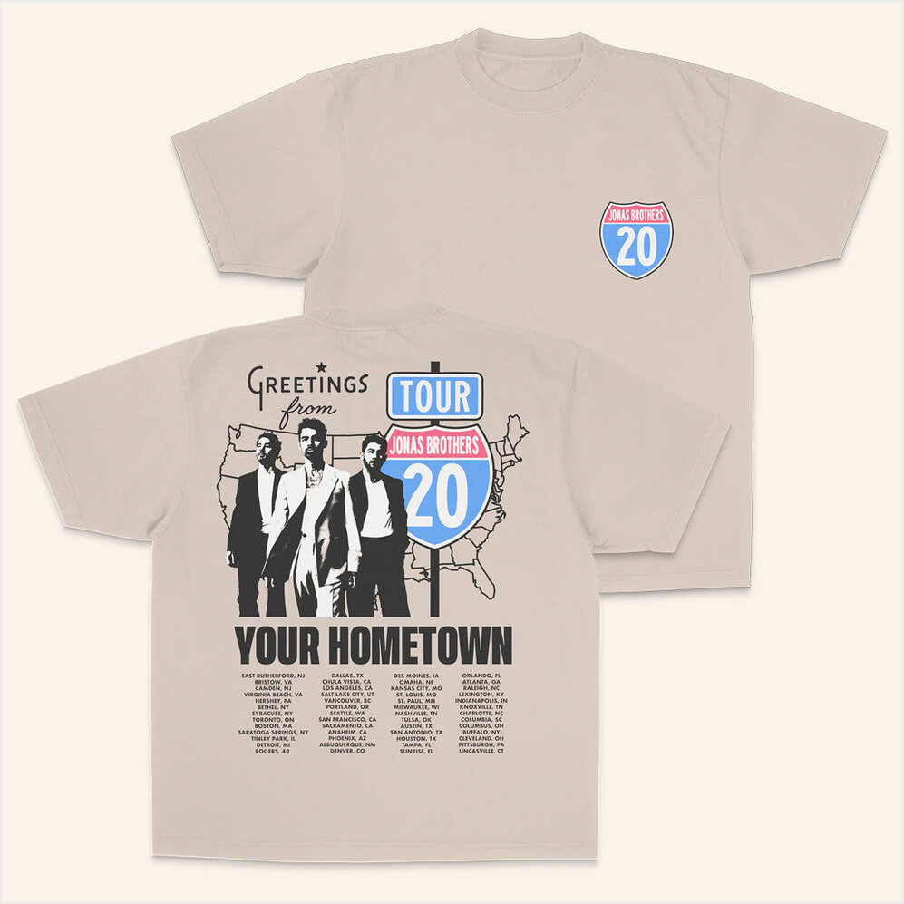 Greeting's From Your Hometown Route 20 Tour T-Shirt Jonas Brothers Merch Him Birthday Gifts