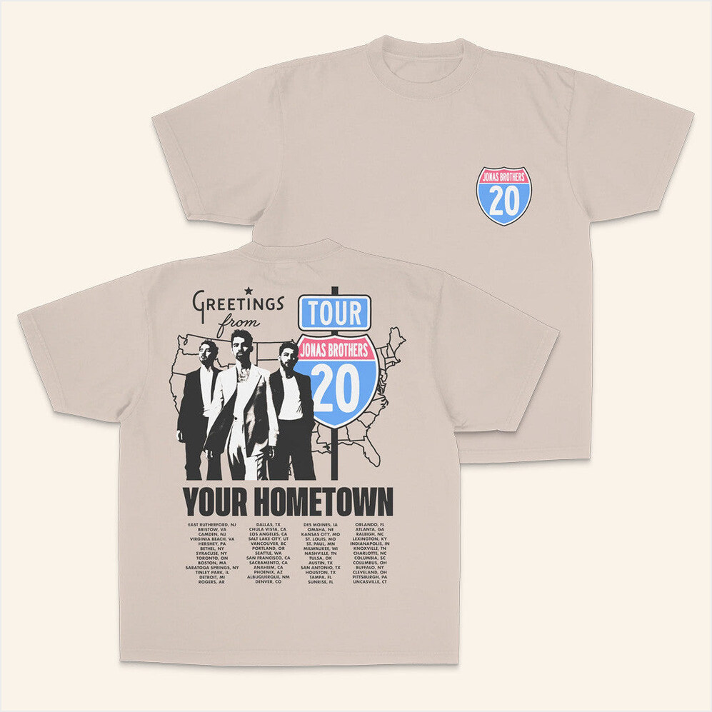 Greeting's From Your Hometown Route 20 Tour T-Shirt Jonas Brothers Tour Merch Fans Gifts