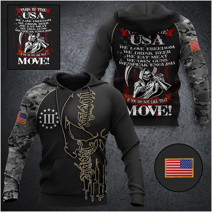 Grim Reaper This Is The USA We Love Freedom Hoodie We The People Skull Patriotic Apparel Merch