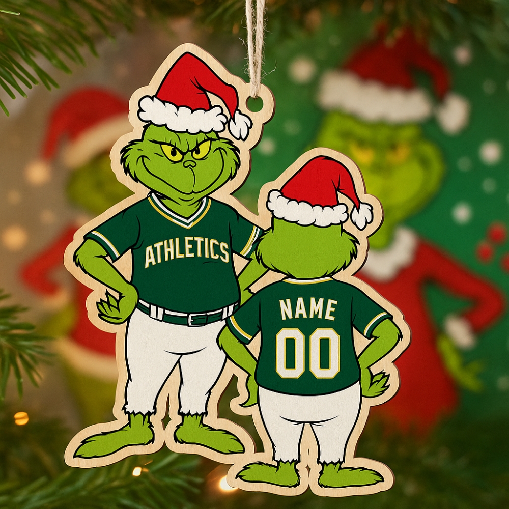 Grinch Athletics Christmas Ornament Custom Name And Number Holiday Gift For Fans 2025