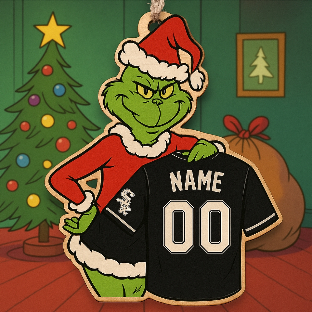 Grinch Chicago White Sox Christmas Ornament Custom Name Number