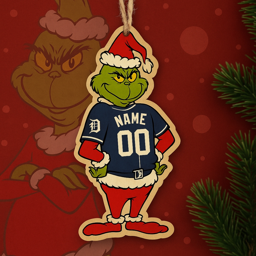 Grinch Detroit Baseball Christmas Ornament Personalized Gift