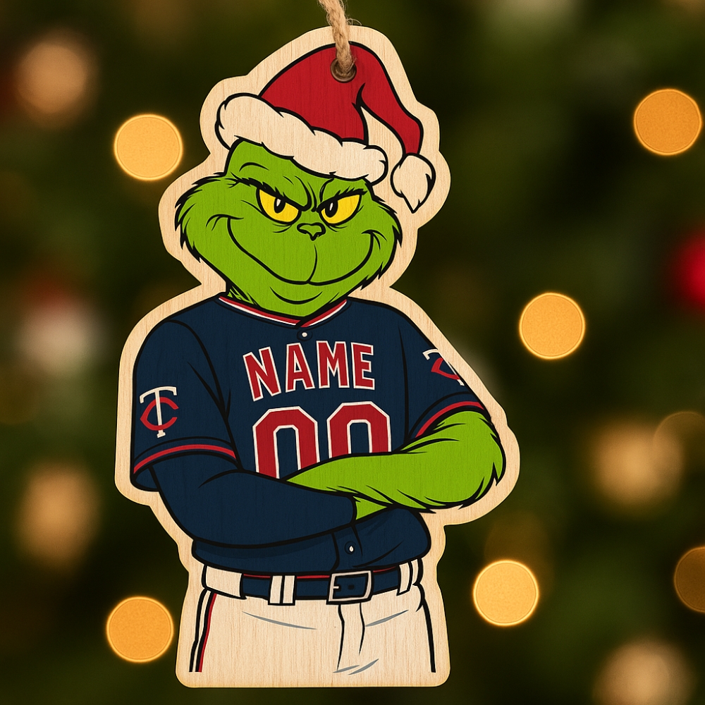 Grinch Minnesota Twins Christmas 2025 Wooden Ornament
