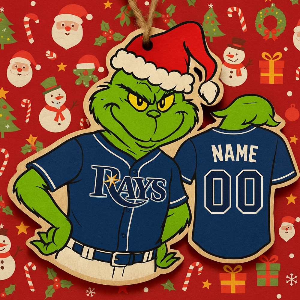 Grinch Tampa Bay Rays Christmas Ornament Wooden Mlb Fan Decor