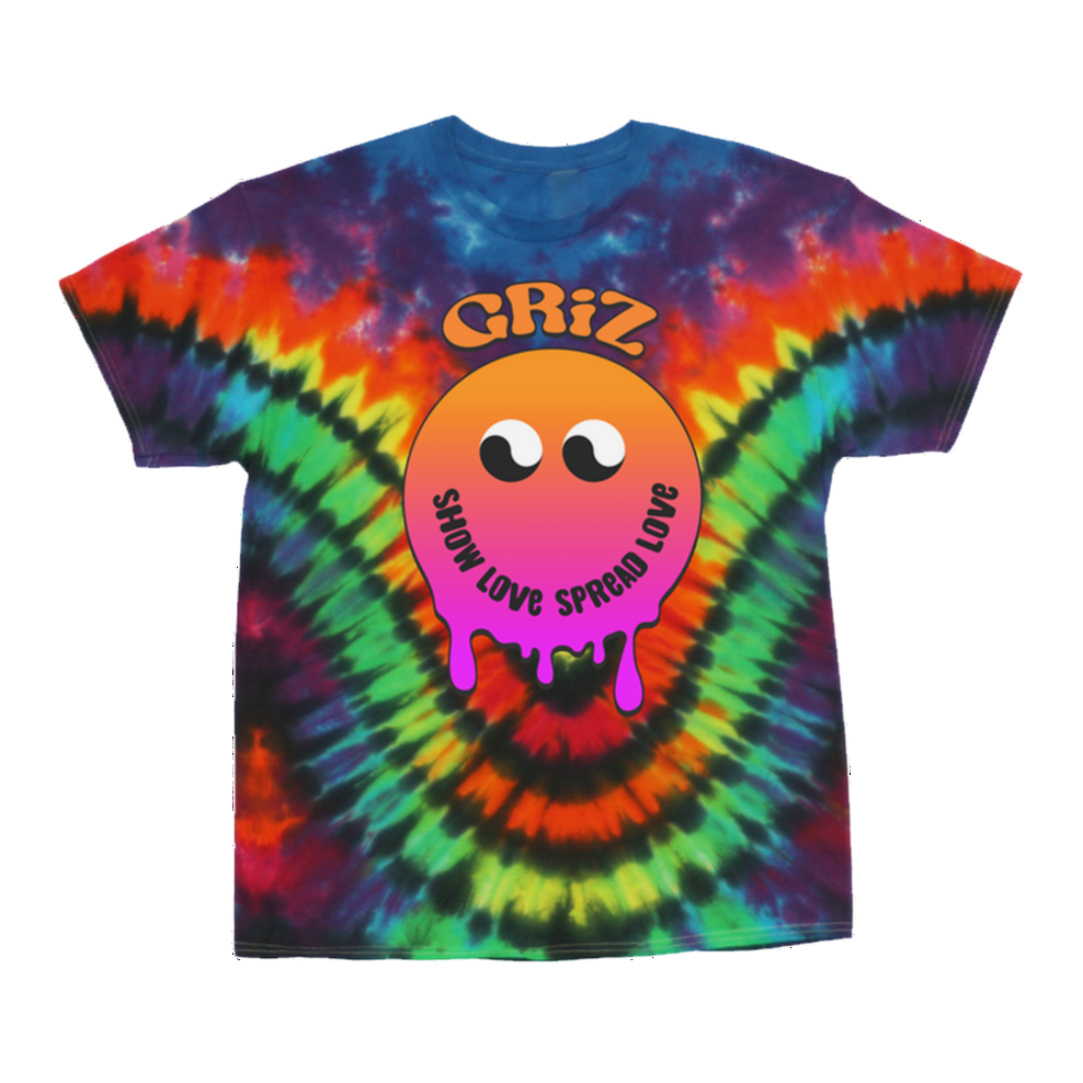 Griz Merch Griz SLSL Drippy Smiley Tie Dye T-Shirt Gifts For DJ Fans Gifts For Best Friend
