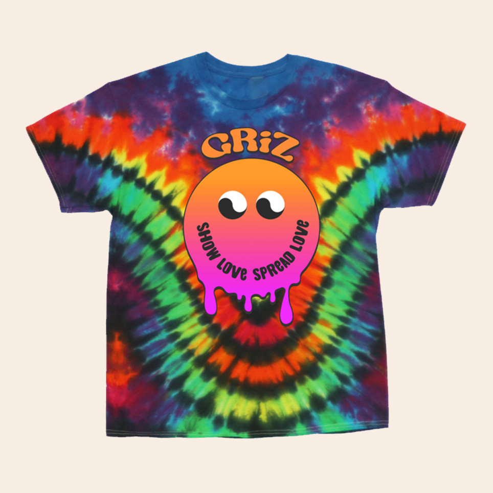 Griz SLSL Drippy Smiley Tie Dye T-Shirt Griz Merch Birthday Gifts For DJ Fans Gifts For Besties