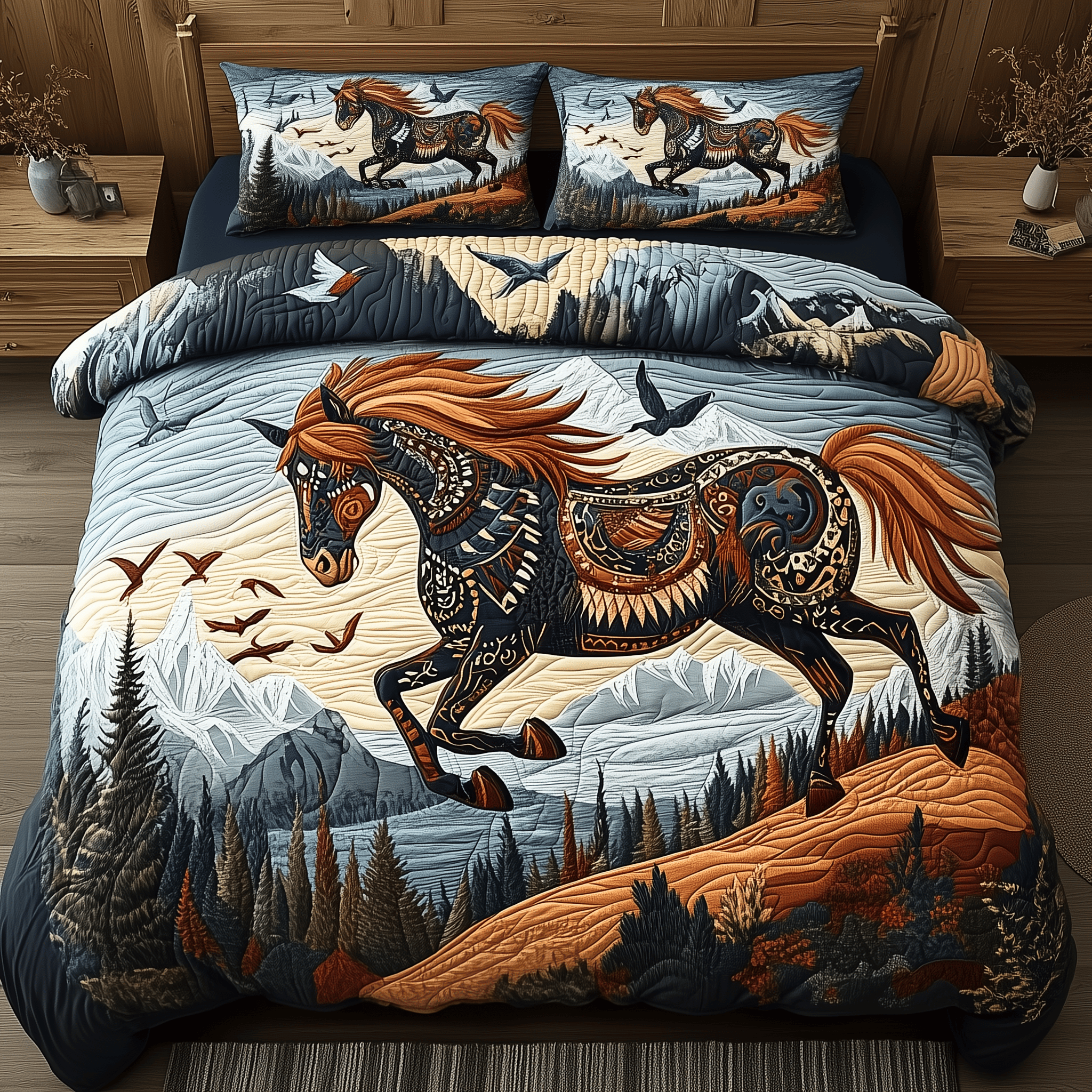 Guardian Of The Peaks Quilted Bedding Set Unique Duvet Cover Bedspread Set Birthday Presents For Him