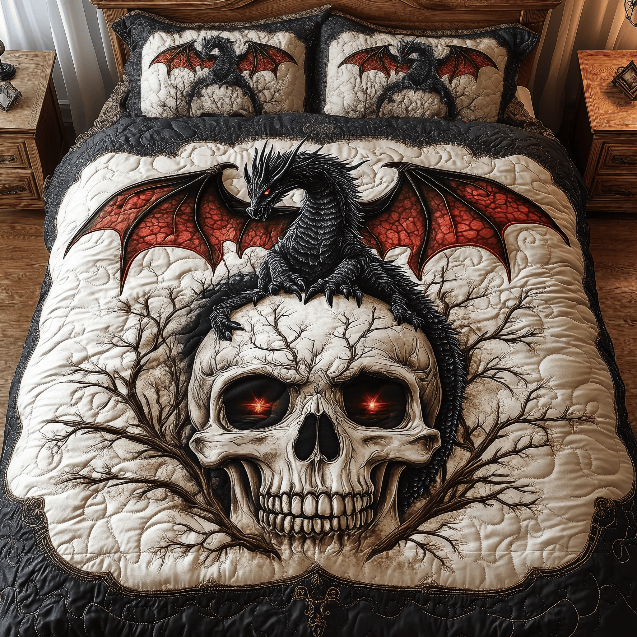 Guardian Of The Underworld Quilted Bedding Set Best Duvet Cover Bedspread Set Father Daughter Gifts