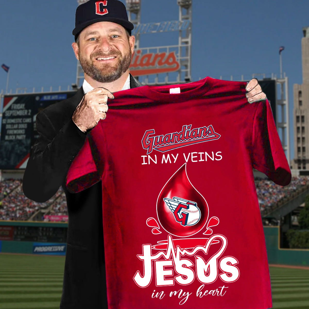 Guardians In My Veins Jesus In My Heart T-Shirt For Cleveland Guardians Baseball Fans