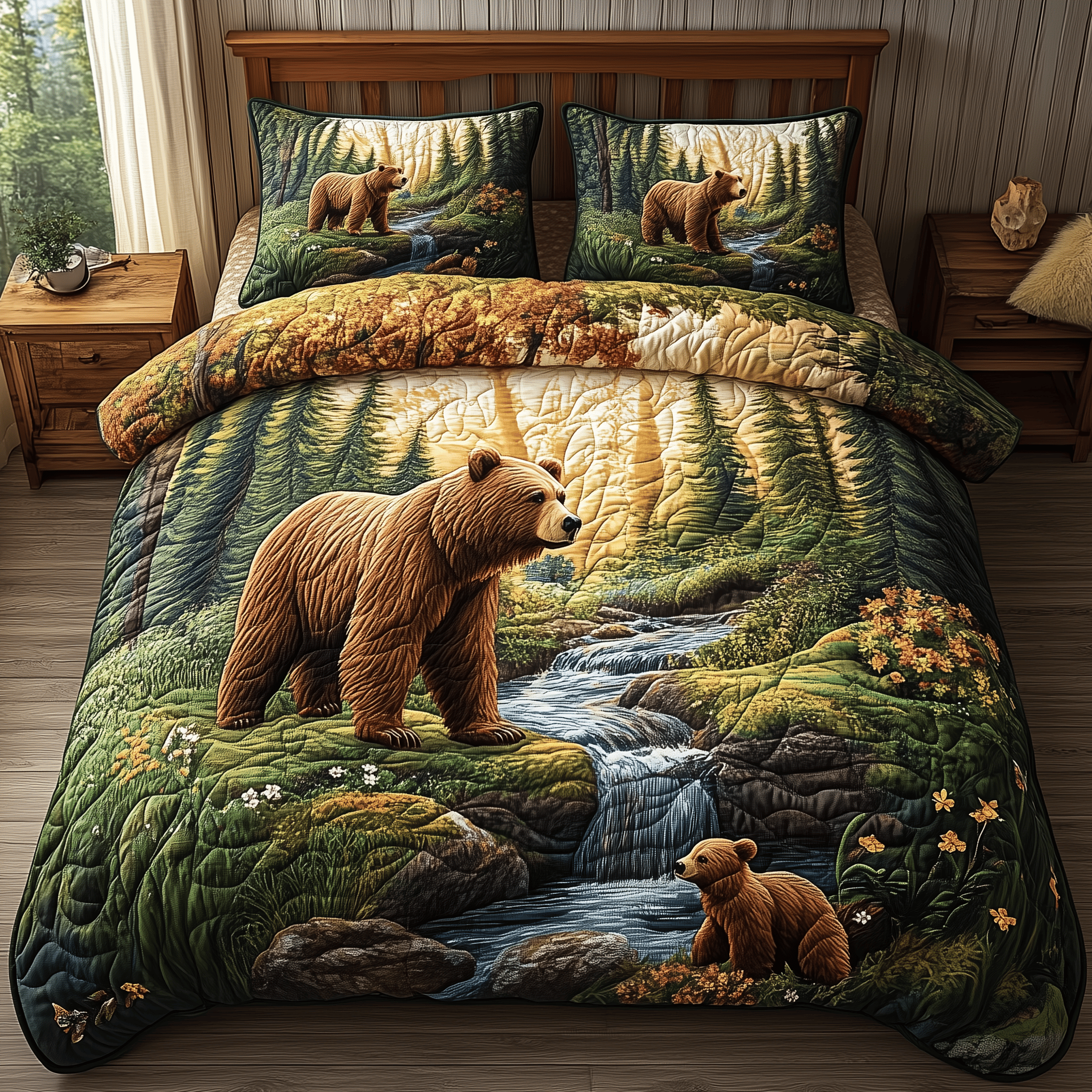 Guardians of Forest Quilted Bedding Set Great Duvet Cover Bedspread Set Funny Father's Day Gifts