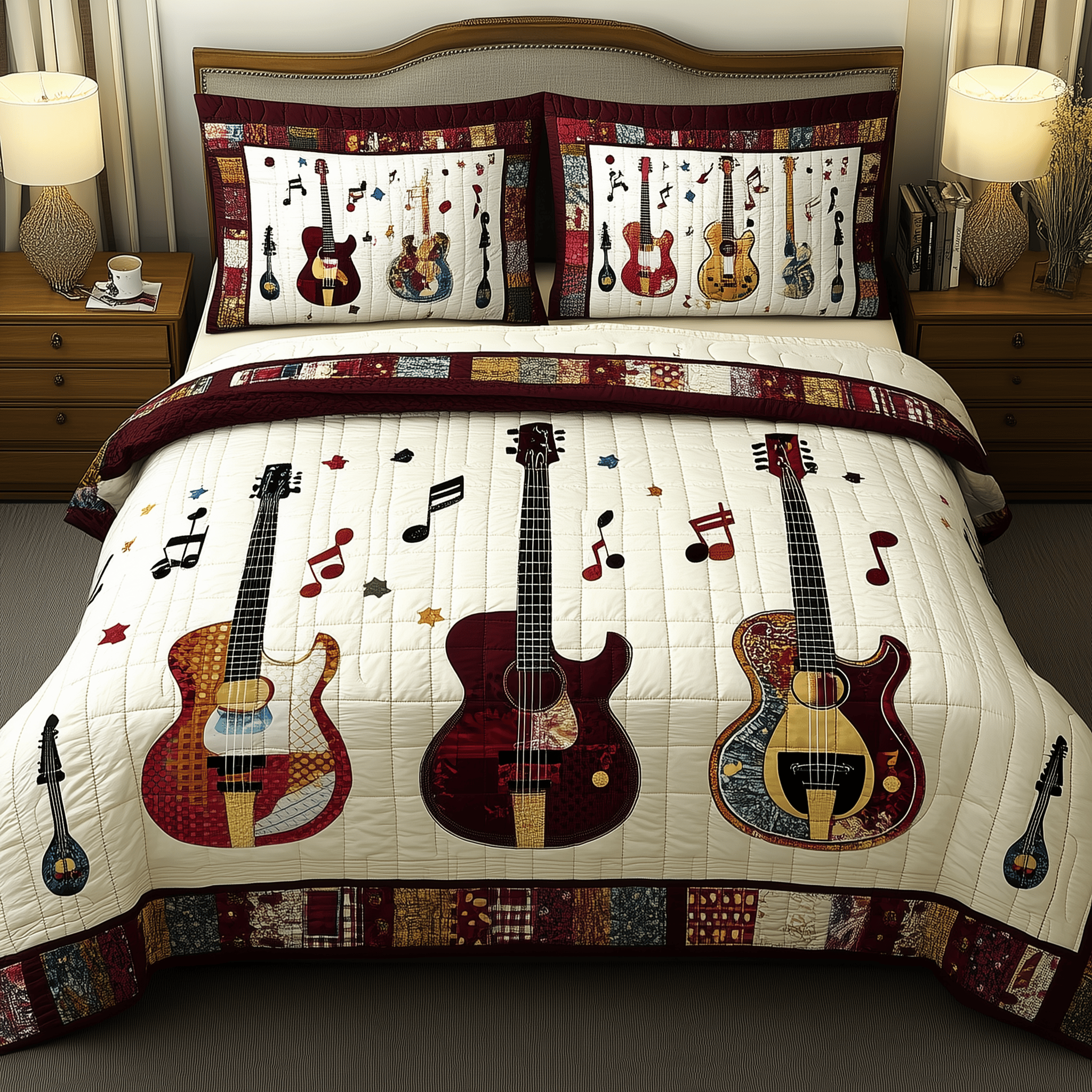 Guitars Quilted Bedding Set  Stay warm this winter Christmas Presents For Wife