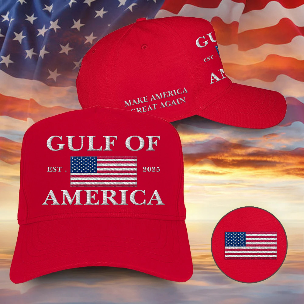 Gulf Of America 2025 Embroidered Hat Make America Great Again Hat Patriotic Gifts For Dad