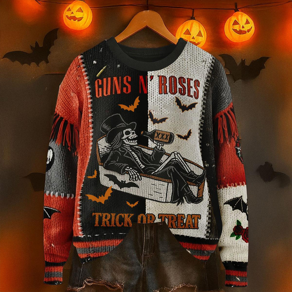Guns N Roses Trick Or Treat Ugly Sweater Guns N Roses Merch Halloween Gift Ideas