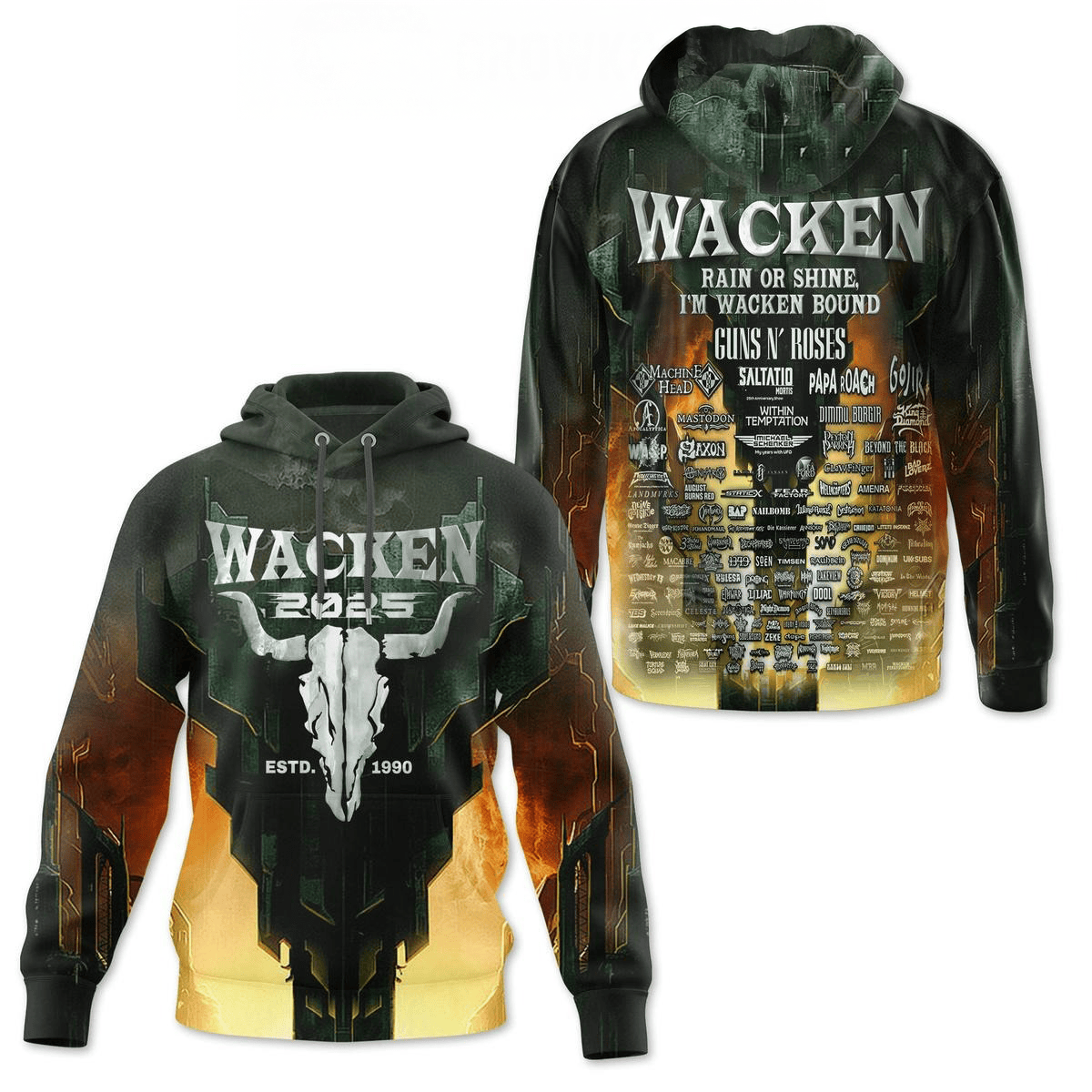 Guns N Roses Wacken Rain Or Shine Im Wacken Bound Hoodie Fan Merch Gifts For Dad