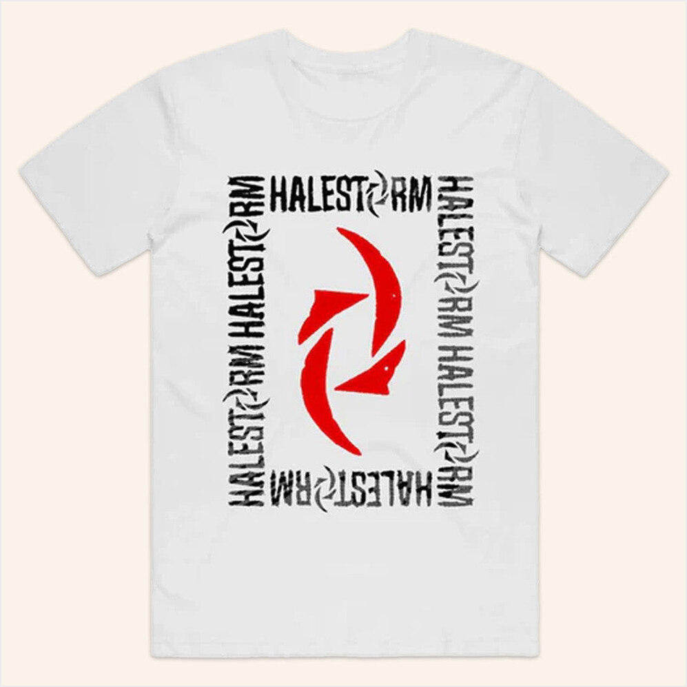 Halestorm Text Frame White T-Shirt Twisted Thread Merch Best Friend Birthday Gift Ideas