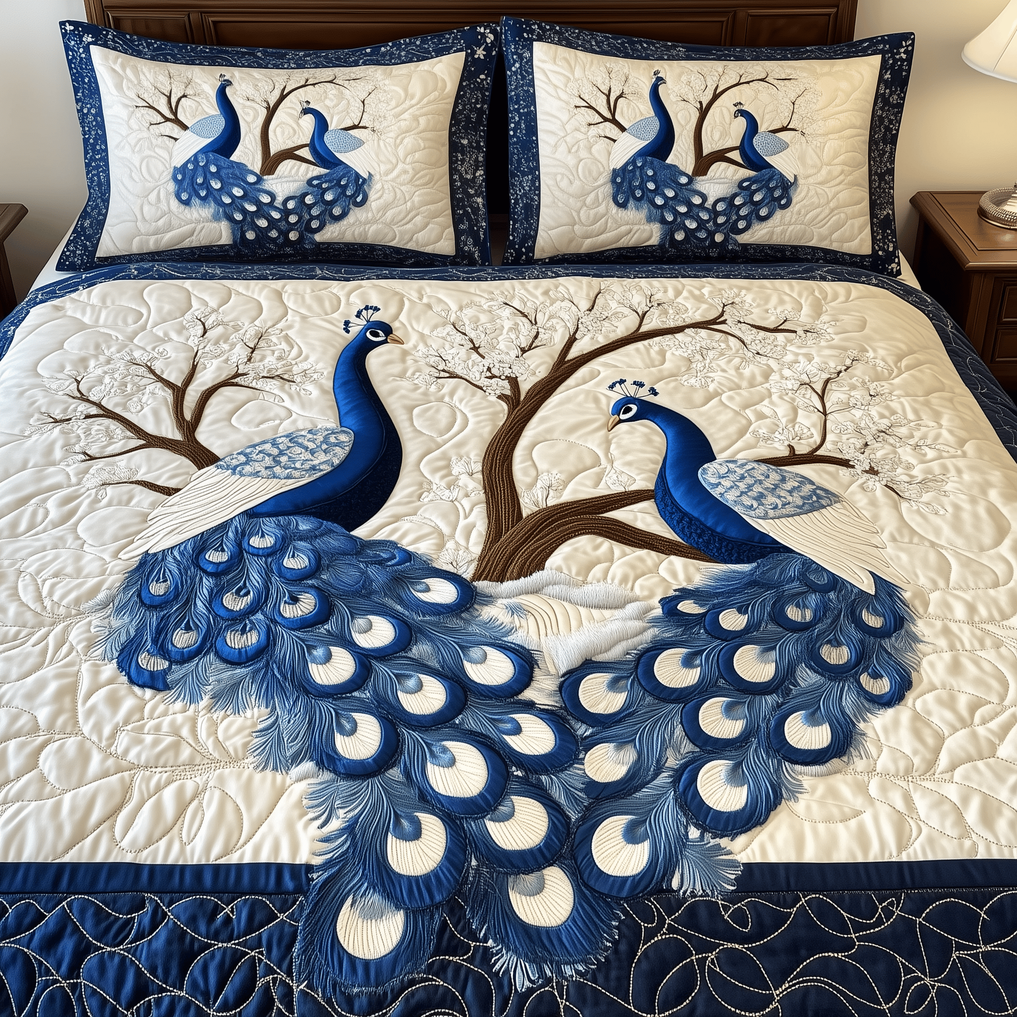 Happily Ever Peacocks Quilted Bedding Set Happy Mother's Day Duvet Cover Gifts For Mother In Law