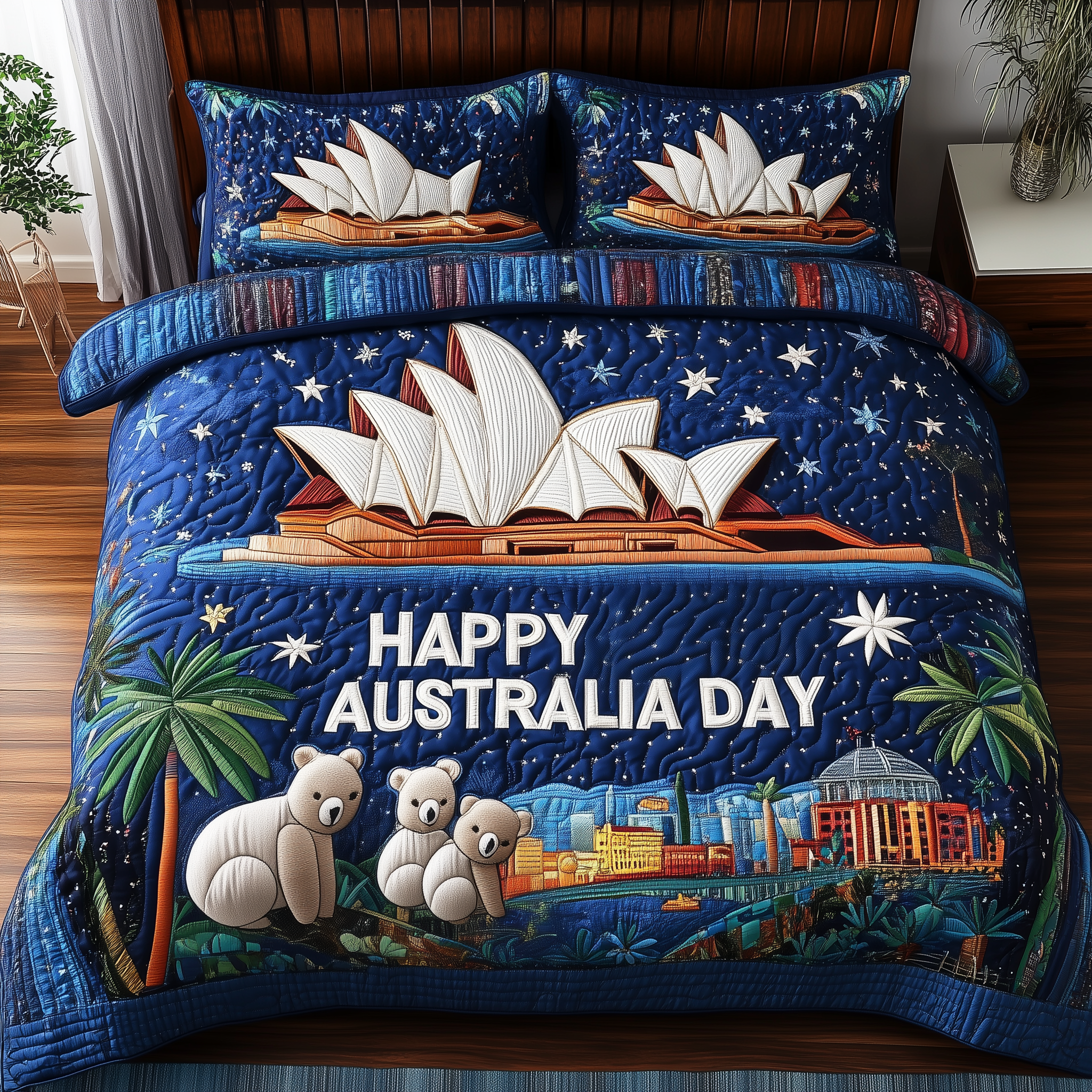 Happy Australia Day Quilted Bedding Set Best Duvet Cover Bedspread Set Gifts For Mum From Daughter